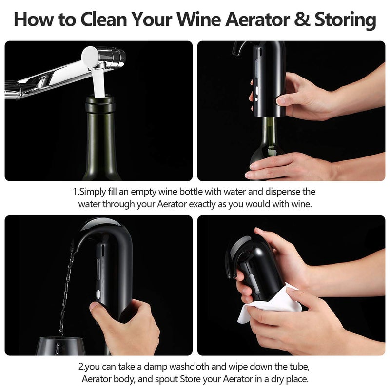 JIFAR Electric Wine Aerator & Automatic Wine Dispenser â€“ 1-Button Instant Aeration, Decanter Wine Pourer for Red & White Wine, USB Rechargeable Wine Accessories â€“ Best Wine Valentines Gift for Women & Men - Image 4